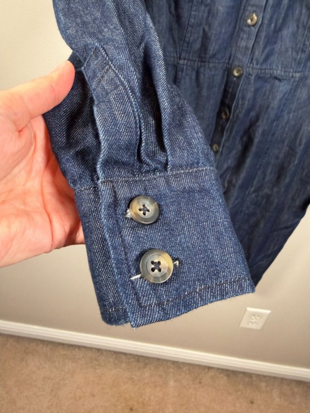 Boden Denim Shirt Dress Size 14 Knee Length Long Sleeve Classic Work Office — image 5 of 8